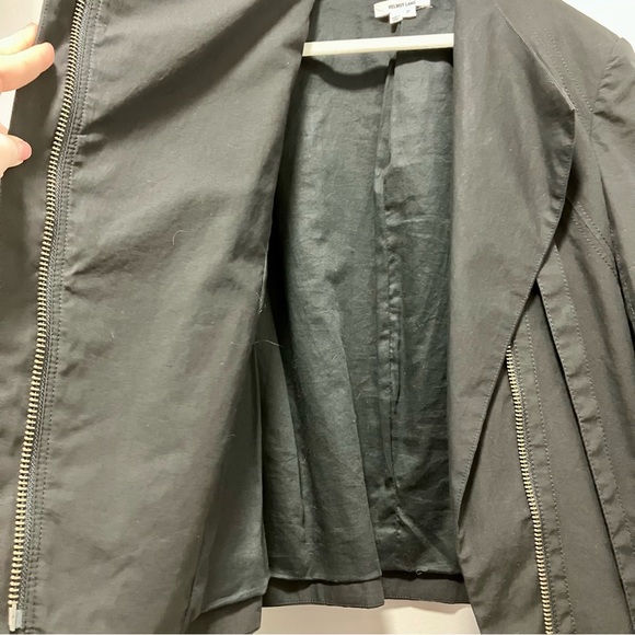 Helmut Lang Black 100% Cotton Biker Moto Jacket - Size Petite - Picture 7 of 8